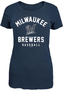 New Era Milwaukee Brewers Womens Navy Blue Retro Short Sleeve T-Shirt