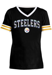 New Era Pittsburgh Steelers Girls Black Team Name Short Sleeve Tee