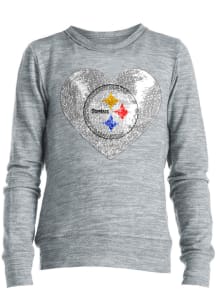 New Era Pittsburgh Steelers Girls Grey Heart Long Sleeve Sweatshirt