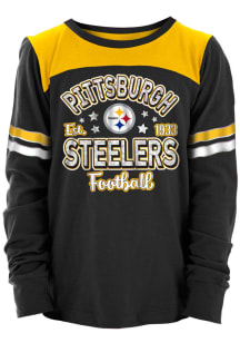 New Era Pittsburgh Steelers Girls Black Football Tee Long Sleeve T-shirt
