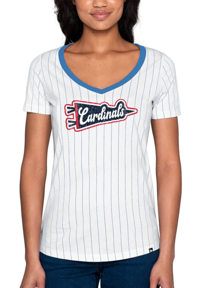 Women's New Era White/Navy St. Louis Cardinals Pinstripe Jersey Tank Top