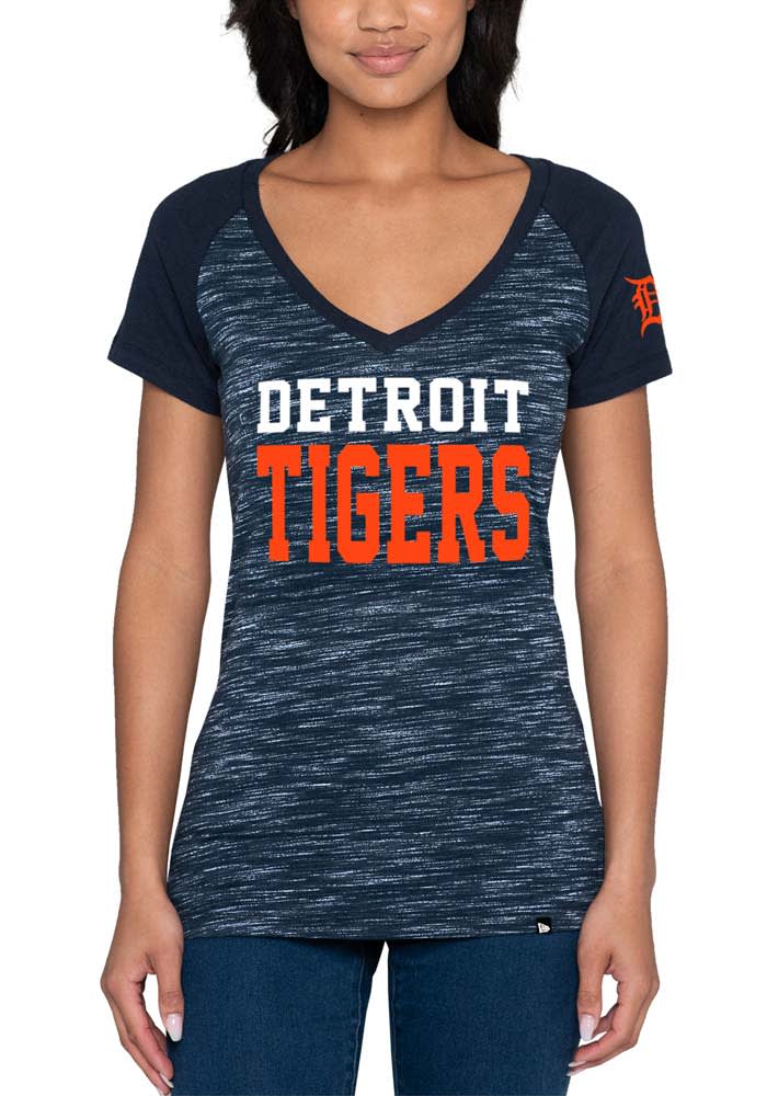 Detroit Tigers Womens Blue New Basic Short Sleeve T-Shirt