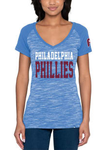 New Era Philadelphia Phillies Womens Light Blue Raglan Short Sleeve T-Shirt