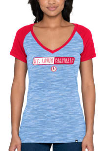 St Louis Cardinals Womens Light Blue Raglan Short Sleeve T-Shirt