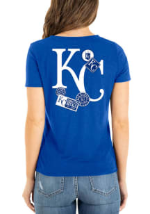 New Era Kansas City Royals Womens Blue Front Knot Short Sleeve T-Shirt