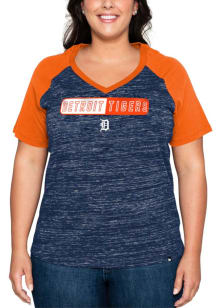New Era Detroit Tigers Womens Navy Blue Raglan Short Sleeve T-Shirt