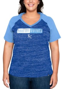New Era Kansas City Royals Womens Blue Raglan Short Sleeve T-Shirt