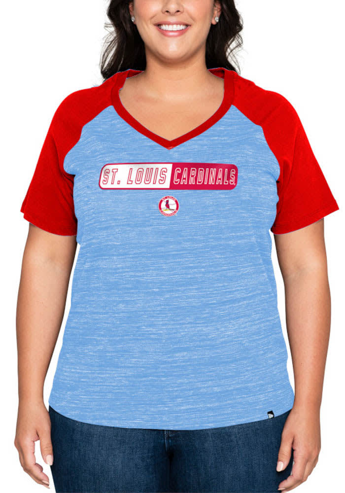 New Era St Louis Cardinals Women's Light Blue Front Twist Short Sleeve T-Shirt, Light Blue, 65% Polyester / 35% Rayon, Size 2XL, Rally House