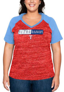 New Era Texas Rangers Womens Red Raglan Short Sleeve T-Shirt