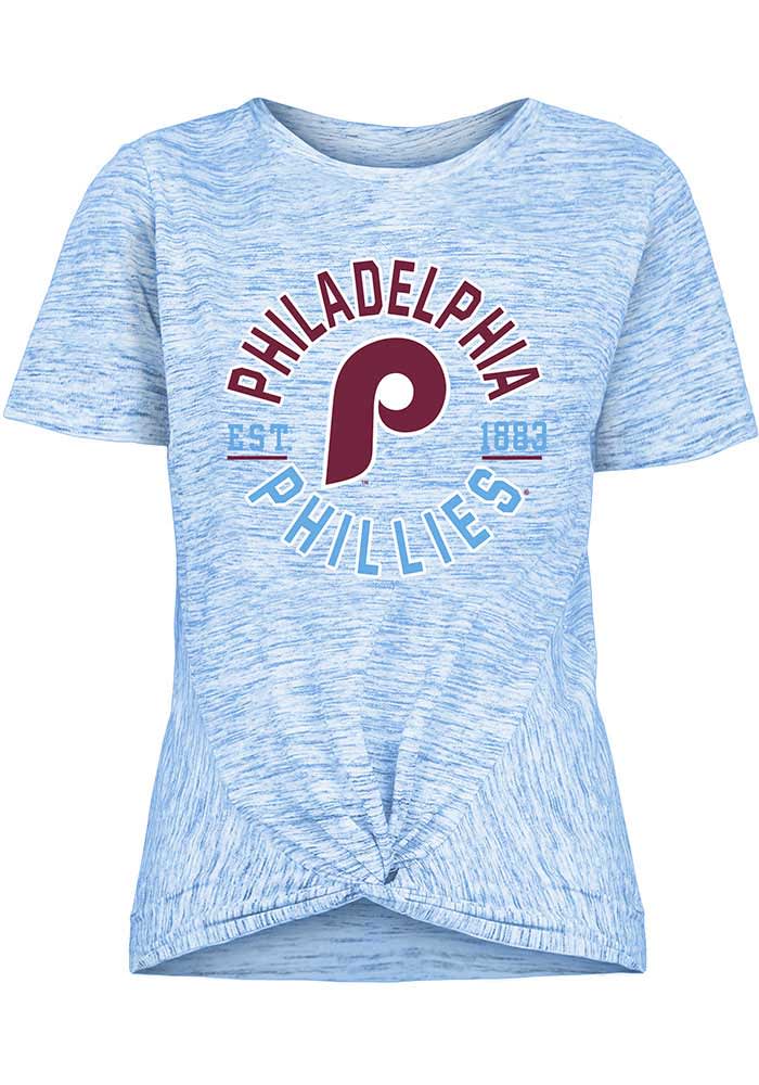 Philadelphia Phillies Womens Light Blue Novelty Short Sleeve T-Shirt