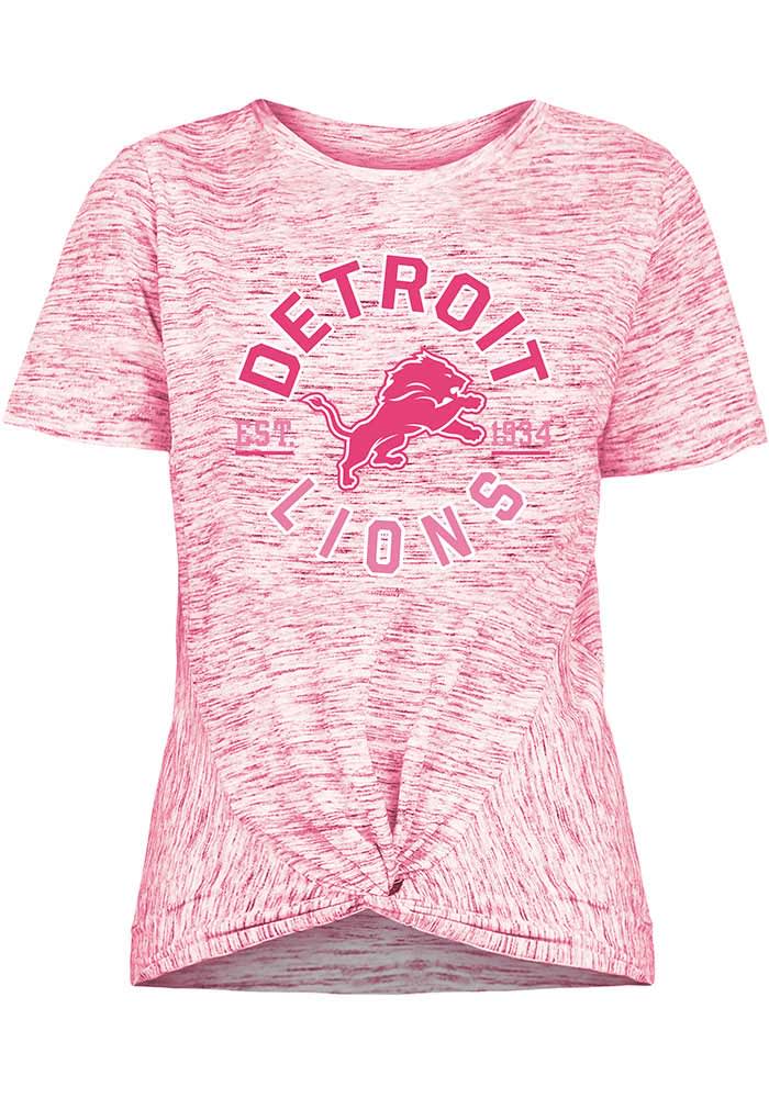 Detroit Lions Women's Pink Novelty Short Sleeve T-Shirt, Pink, 60% Cotton / 40% POLYESTER, Size XS, Rally House