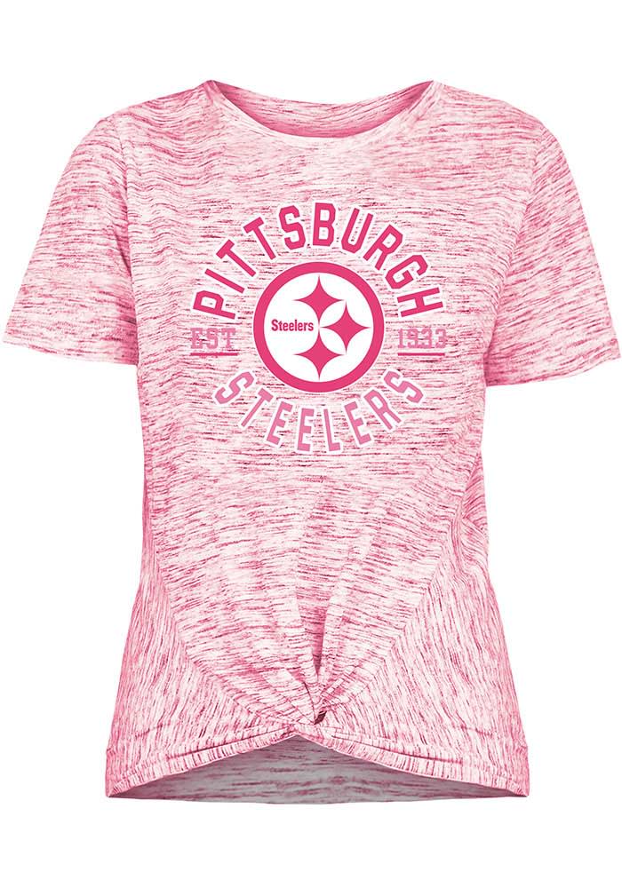 Pittsburgh Steelers Woman's Shirt Gray W/ Shiny Pink 