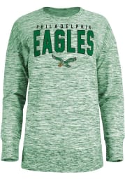 Philadelphia Eagles Womens Kelly Green Space Dye Crew Sweatshirt