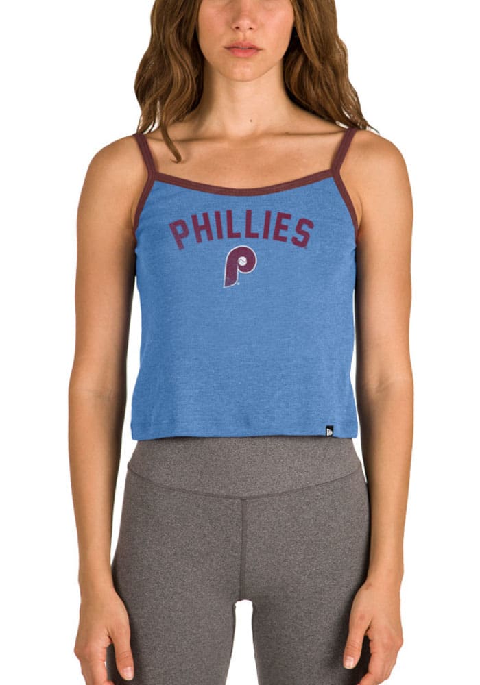 Philadelphia Phillies Womens Light Blue Rib Twisted Back Tank Top