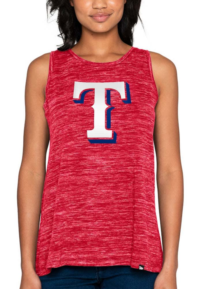 Women's New Era Red Texas Rangers Space Dye Jersey Tri-Blend Tank Top