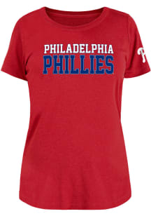 New Era Philadelphia Phillies Womens Red Brushed T-Shirt