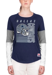 New Era Dallas Cowboys Womens Navy Blue Helmet LS Tee