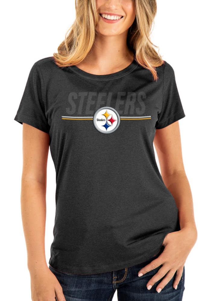 New Era Pittsburgh Steelers Women's Black Training T-Shirt, Black, 90 % Polyester / 10% SPANDEX, Size S, Rally House