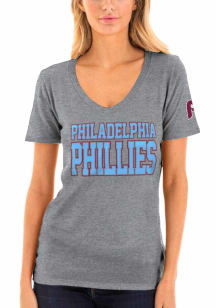 New Era Philadelphia Phillies Womens Grey Wordmark Short Sleeve T-Shirt