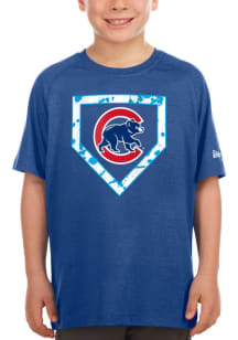 New Era Chicago Cubs Youth Blue Camo Base Short Sleeve T-Shirt