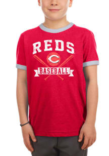 New Era Cincinnati Reds Youth Red Crossed Bat Ringer Short Sleeve Fashion T-Shirt
