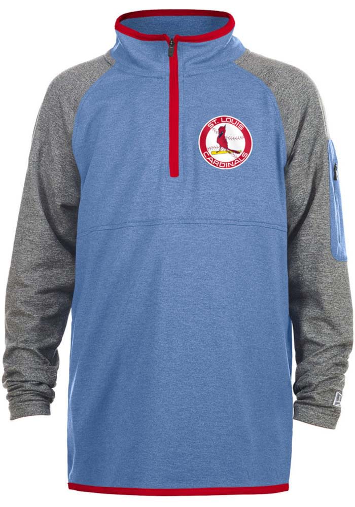 Men's New Era Red St. Louis Cardinals Brushed Jersey Raglan Quarter-Zip  Pullover Jacket