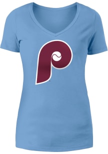 New Era Philadelphia Phillies Womens Light Blue Jersey Short Sleeve T-Shirt