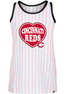 New Era Cincinnati Reds Girls White Wordmark Heart Short Sleeve Tank Top