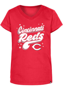 New Era Cincinnati Reds Girls Red Enzyme Wash Wordmark Short Sleeve Tee