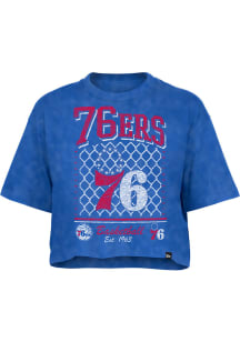 New Era Philadelphia 76ers Womens Blue Old School Short Sleeve T-Shirt