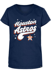 New Era Houston Astros Girls Navy Blue Enzyme Wash Wordmark Short Sleeve Tee