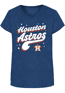 New Era Houston Astros Girls Navy Blue Enzyme Wash Wordmark Short Sleeve Tee