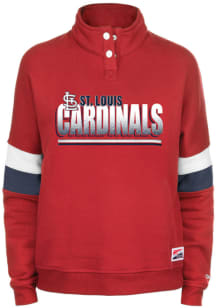 New Era St Louis Cardinals Womens Red Mock 1/4 Zip Pullover