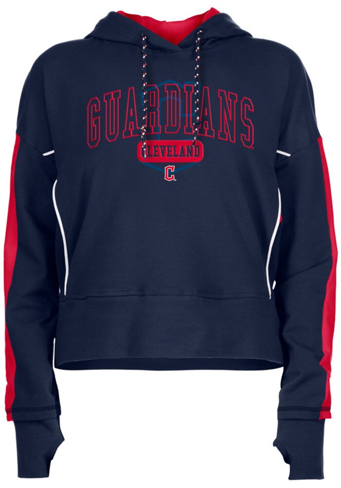 New Era Cleveland Guardians Womens High Low Hoodie - NAVY