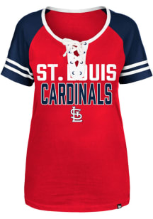 New Era St Louis Cardinals Womens Red Tie Short Sleeve T-Shirt