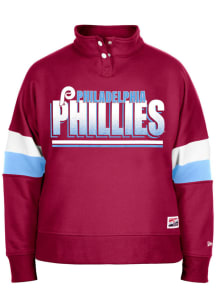 New Era Philadelphia Phillies Womens Maroon Mock 1/4 Zip Pullover