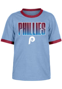New Era Philadelphia Phillies Youth Maroon Glow In The Dark Wordmark Coop Short Sleeve Fashion T..
