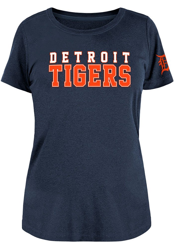 New Era Detroit Tigers Women's Navy Blue Raglan Short Sleeve T-Shirt, Navy Blue, 60% Cotton / 40% POLYESTER, Size XL, Rally House