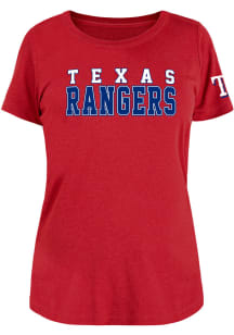 New Era Texas Rangers Womens Red Brushed T-Shirt