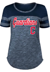New Era Cleveland Guardians Womens Navy Blue Novelty Short Sleeve T-Shirt