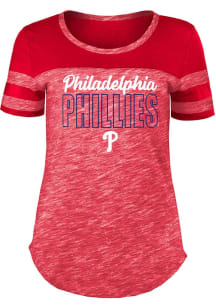 New Era Philadelphia Phillies Womens Red Novelty Short Sleeve T-Shirt