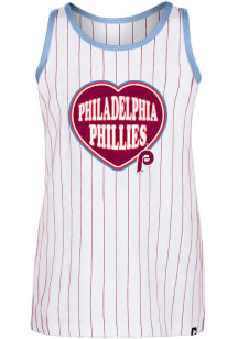 New Era Philadelphia Phillies Girls White Wordmark Heart Coop Short Sleeve Tank Top
