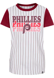 New Era Philadelphia Phillies Girls White Multi Wordmark Coop Short Sleeve Fashion T-Shirt