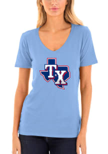 New Era Texas Rangers Womens Light Blue Baby Logo Short Sleeve T-Shirt