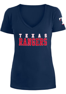 New Era Texas Rangers Womens Navy Blue Space Dye Short Sleeve T-Shirt