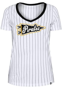 New Era Pittsburgh Pirates Womens White Pinstripe Short Sleeve T-Shirt