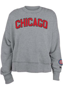 New Era Chicago Cubs Womens Grey Boxy Crew Crew Sweatshirt