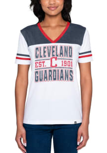 New Era Cleveland Guardians Womens White Crossover Short Sleeve T-Shirt