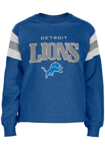 New Era Detroit Lions Womens Blue Stripe Design Crew Sweatshirt