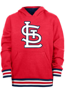 New Era St Louis Cardinals Youth Red Wordmark Stripe Long Sleeve Hoodie